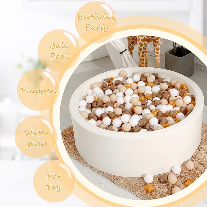 Realhaha Ball Pit Balls 50 100 200 500, Star Shapes for Babies Kids Playpen Plastic Balls for Babies Ball Pool Puppy Playballs
