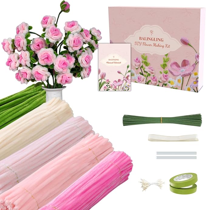 500pcs Pipe Cleaners Craft for Flowers,Chenille Stems for DIY Flower Making Kit,Pipe Cleaners Projects Creative for DIY Art and Craft,Ideal for Holiday Decoration(Rose)