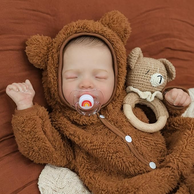 SCOM 20 inch Realistic Reborn Baby Dolls Boy, Hand-Painted Hair Lifelike Vinyl Limbs & Soft Cloth Body, Weighted Baby Doll, 7-Piece Accessories Set, Newborn Doll for Ages 3+ Kids Gift