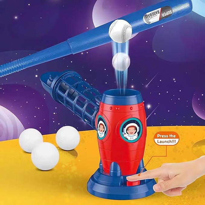 T Ball Set for Kids Toddlers, Electric Automatic Baseball Pitching Machine Pitcher Machines, Tee Ball Set Baseball Tee for Kids Toddlers 3-5 5-8 3-12