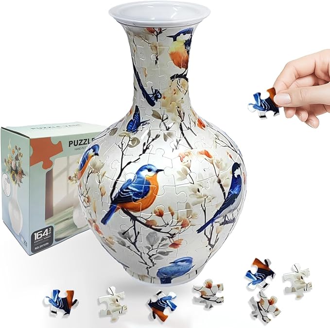 3D Puzzle Vase for Adults, 164 Piece Unique Flower Vase, Crafts for Adults, Home Decor Gift for Flower Arrangements