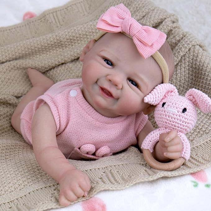 Aori Realistic Reborn Baby Dolls - Weighted Lifelike Newborn Baby Girl with Flexible Limbs, Cute Soft Body Reborn Doll Set with Outfit for Kids 3+, Parents, Elderly and Collectors