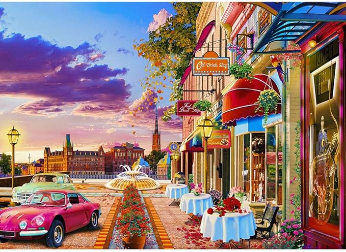 Jigsaw Puzzles for Adult 1000 Piece Puzzle for Adults Street Cafe Puzzle Home Decoration Puzzle