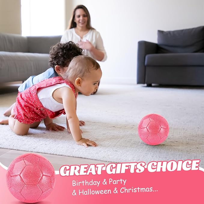 DLUGOPIS Sparkling Pink Toddler Soccer Ball - Mini, Age 3-8, Indoor/Outdoor, Small Size for Boys & Girls (Sparkling Pink, 1)