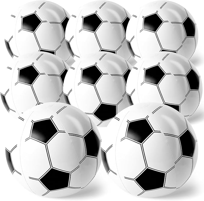 FUTUREPLUSX Inflatable Soccer Balls, 12-inch Beach Balls Bulk for Beach Toys & Soccer Birthday Party Decorations & Party Favors for Kids, Goodie Bags Stuffers (Pack of 8)