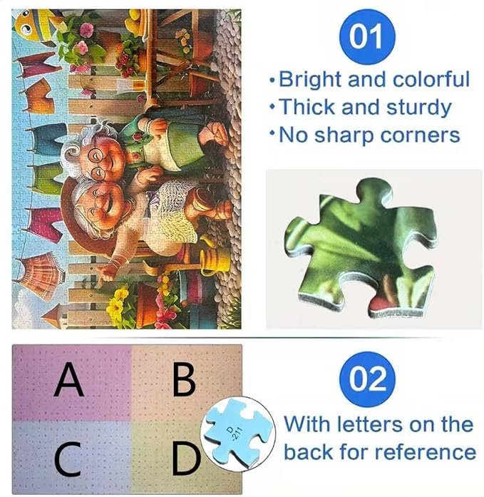 Happy Grandma 1000 Piece Puzzle for Adults,Puzzles for Adults 1000 Pieces,Challenging and Hard Difficult Mosaic Jigsaw Puzzles Toy Games 1000Pieces 27.5 X 19.7inch