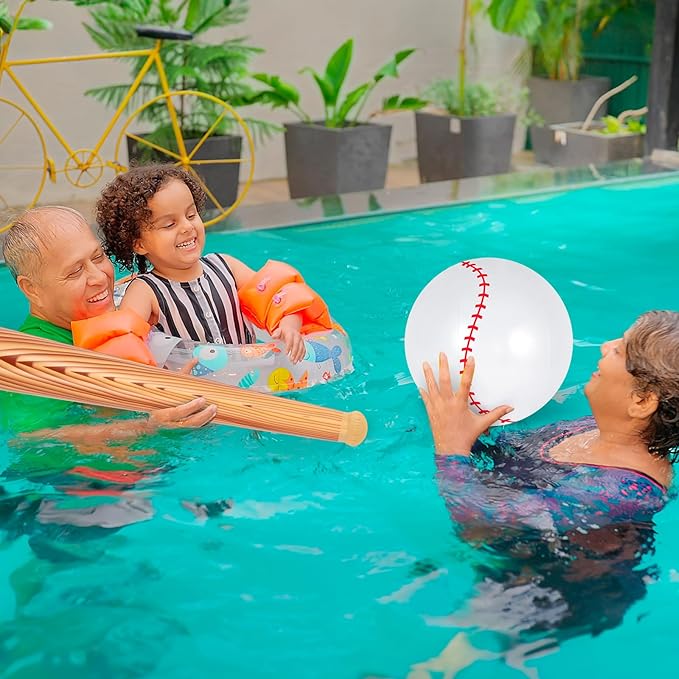 Inflatable Baseball Set, Ball Baseball and Inflatable Baseballs Bat, Baseballs Party Decoration for Kid Adult Pool Beach Party Favors