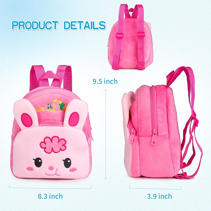 PEDOLLTREE Reborn Baby Doll Clothes Outfit Accessories Pink 8 Pcs Set with Rabbit Backpack&Diaper for 17-22 Inch Reborn Doll Newborn Baby Girl