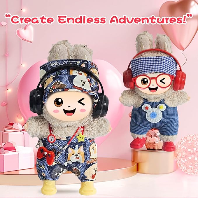 33 Pack Compatible for Labubu Clothes Outfits,Premium Labubu Accessories Case Shoes for 17cm Dolls,Labubu Birthday Party Decoration- Includes 6-Pack Doll Clothes Sets,Camera,Sunglasses