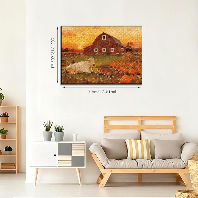 1000 Piece Puzzle for Adults Autumn Harvest Farm Jigsaw Puzzles with Letters on Back Family Impossible Challenging Puzzle Gift for Valentine Friends Parents(27.56x19.7 Inch)
