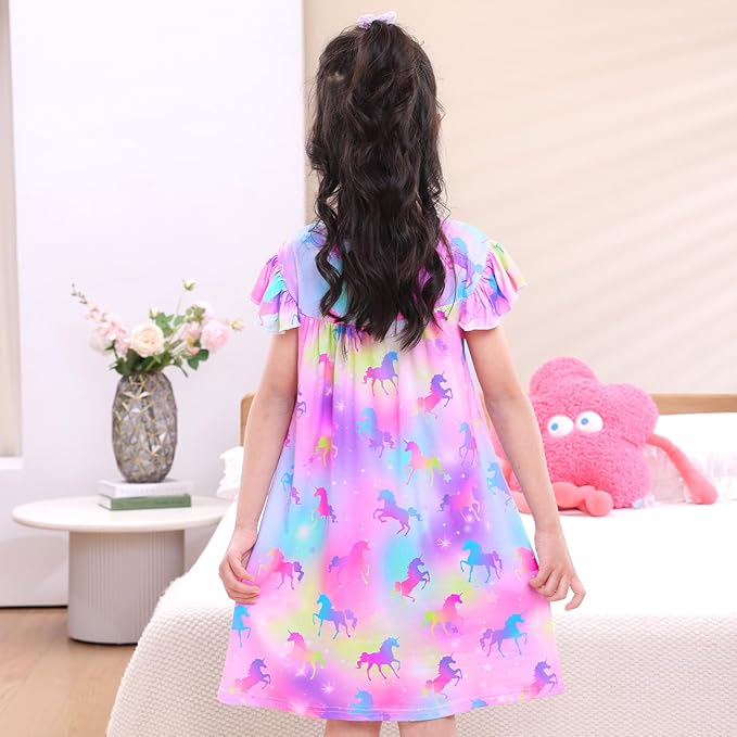 ICOSY Matching Doll & Girls Nightgowns Clothes Girls Pajamas Sleepwear Outfit for Kids and 18" Girl Doll