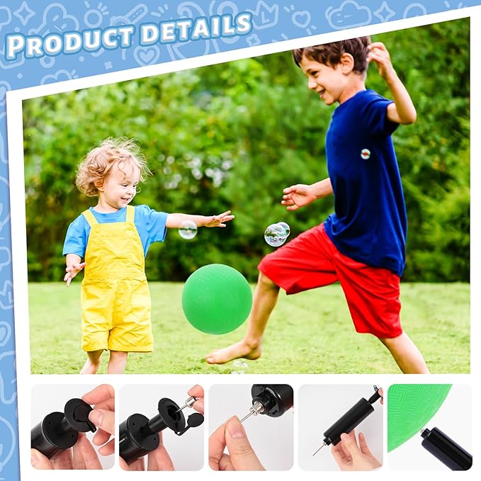 LovesTown Inflatable Playground Ball, 8.5 Inch Dodgeballs Kickballs with Air Pump, for 4 Square Ball Games, Sports Toys, Green (Pack of 2)