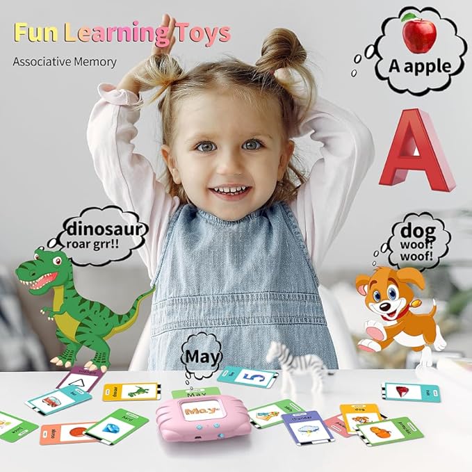 Eaever ABC Talking-Flash-Cards with 252 Sight Words, Easter Birthday Gifts for Girls 2 3 4 5 6 Years, Language Therapy Toys for Autistic Children, Learning Toys for Toddlers Ages 2-6, Pink