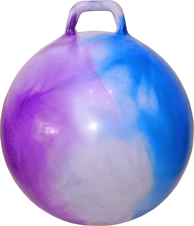 AppleRound Hippity Hoppity Hopball with Pump – Bouncy Exercise Ball with Handle for Teens & Adults, 28 Inch / 70 cm for Ages 13+, Cloud Colors (Blue & Purple)