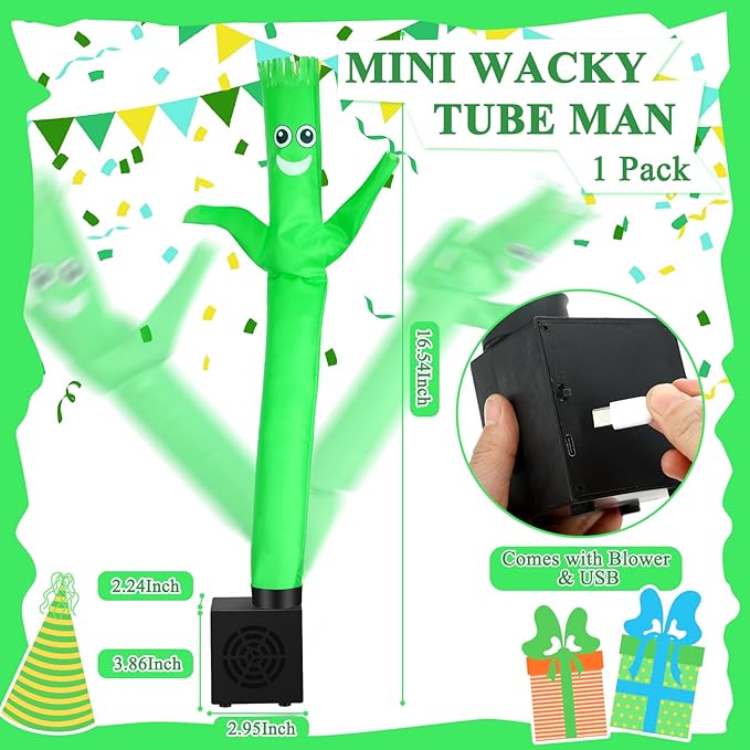 Poen Easter Gifts for Kids Mini Wacky Waving Inflatable Tube Guy with Blower Gag Toy Gift Inflatable Tube Man Birthday Desktop Decor Dancing Blow up Man for Office Party Decor(Smile)