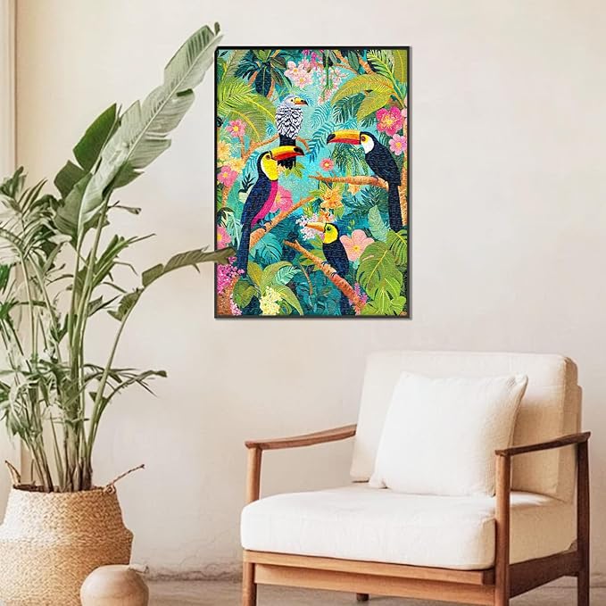 Sutinban Toucan 1000 Pieces Puzzles for Adults, Jigsaw Puzzle 1000 Pieces,Unique Rainforest Jungle Puzzles for Adults Bird Vibrant Challenging Funny Puzzle for Happy Family&Kids Great Gift