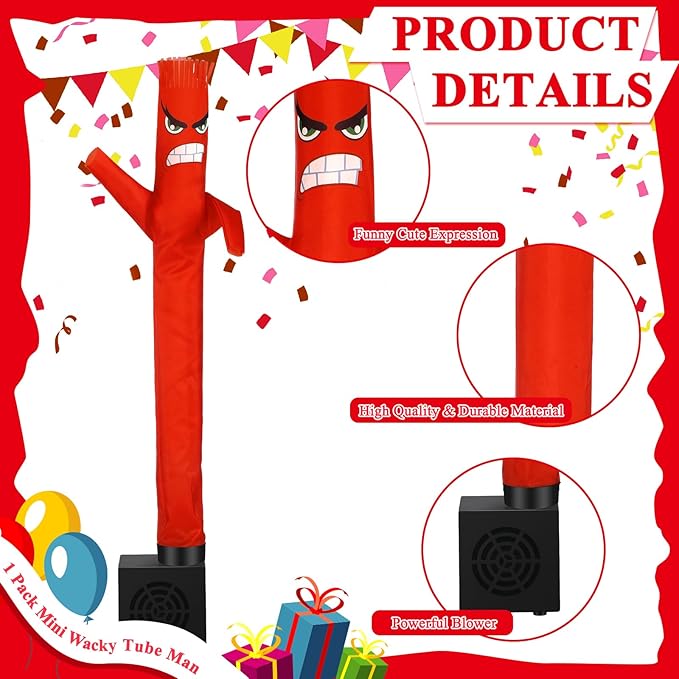 Poen Easter Gifts for Kids Mini Wacky Waving Inflatable Tube Guy with Blower Gag Toy Gift Inflatable Tube Man Birthday Desktop Decor Dancing Blow up Man for Office Party Decor(Anger)