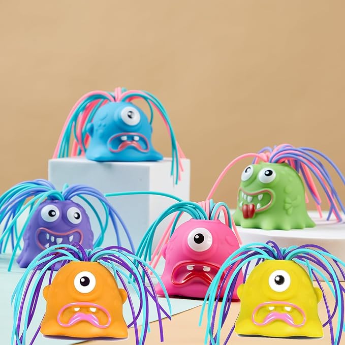 Fun Hair Pulling Fidget Screaming Monster Toys,Screaming Monster Toys, Halloween Christmas for 3 4 5 6 7+ Kids Teen Boys Girls Gifts(6PCS)