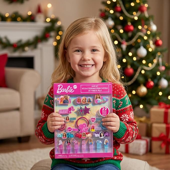 Barbie Hair Accessories Set for Girls, Hair Clips, Bows, Scrunchies, Hair Ties Set, Great for Birthday and Holiday Gifts, Party Favors,by Townley Girl