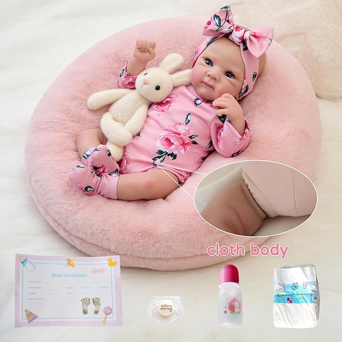 FOCKOF Realistic Reborn Baby Dolls-18 Inch Real Life Baby Dolls Girl Lifelike Baby Doll with Accessories for 3+ Years Old (Red)