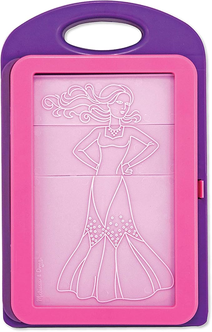 Melissa & Doug Fashion Design Art Activity Kit - 9 Double-Sided Rubbing Plates, 4 Pencils, Crayon - Fashion Plates, Travel Toys for Kids Ages 5+