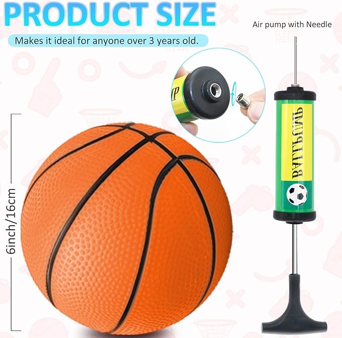 15Pcs 6" Mini Basketball Balls Bulk Small Basketball Set, PVC Small Basketballs for Over The Door Hoop Games Party Favors Indoor Outdoor Play Adults Kids Pool Beach Colorful