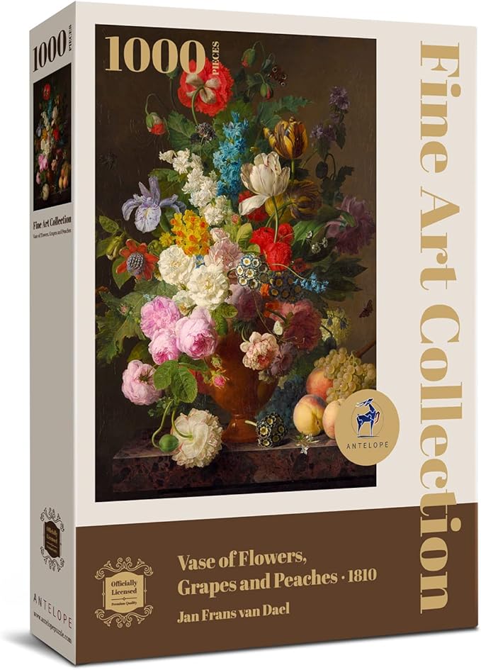 Antelope 2 in 1 1000 Piece Puzzle Bundle - Van Gogh's Time Travel to Muse Da Orsay - 1000 Piece Jigsaw Puzzle with Vase Flower