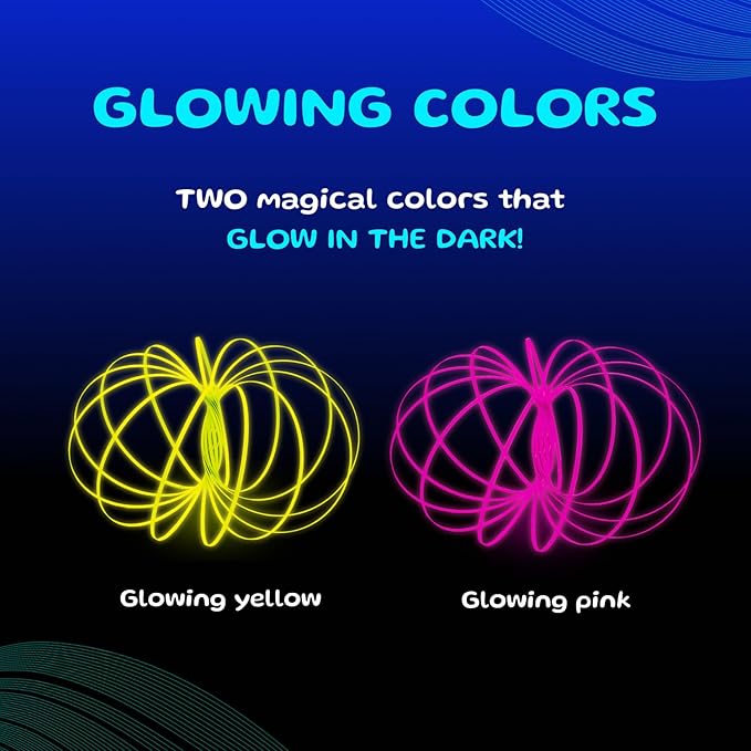 Mozi Glozi Geometric Magic Flow Bracelet - Easy to Use - 3D Bracelet Spiral Toy, Glowing Spinning Bracelet Spiral for Children and Adults (Yellow)