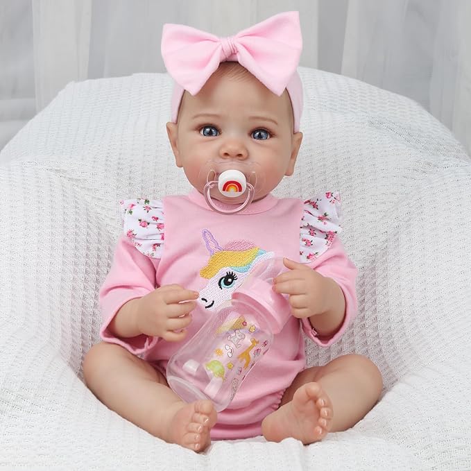 KSBD Reborn Baby Dolls - 20-inch Realistic Baby Doll Girl, Lifelike Newborn Baby Doll with Full Vinyl Body, Handmade with Accessories, Real Life Baby Doll for 3+ Years Old Kids Gifts