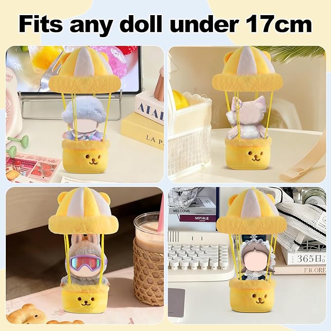 Doll Car Seat Compatible with Bubudoll, Small Seat for 4-7in Blind Box Toys, Ideal Car Decor Gifts with Purple Goggle(Yellow)