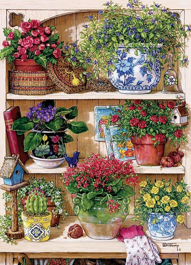 Cobble Hill 500 Piece Puzzle - Flower Cupboard - Sample Poster Included