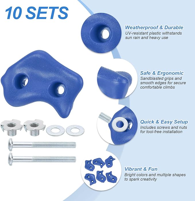 PATIKIL Climbing Rock Wall Grips Play Set Climber Attachments with Double Hole for Playground Accessory Indoor Outdoor