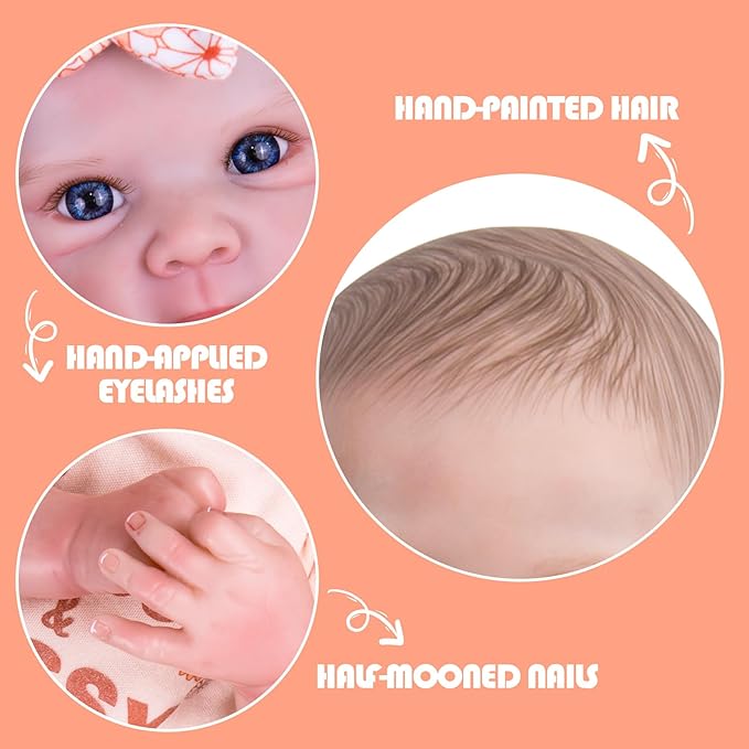 Aori Reborn Baby Dolls Girl Lifelike - Realistic 20-Inch Newborn Baby Girls with Poseable Limbs and Feeding Kit, Gift for Kids 3+, Pre-Parents, Grand-Parents, Collectors