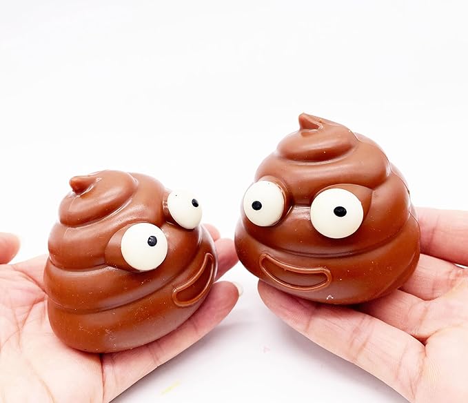 LBKKC Easter Basket Stuffers Poop Stress Ball,2 Pack Creative Squishy Squeeze Toy Funny Relief Stress Gag Gifts Toys for Kids, Practical Joke Party Favor Gifts
