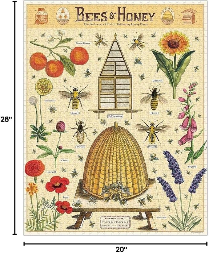 Cavallini Papers & Co. Bees & Honey 1,000 Piece Puzzle, Multi