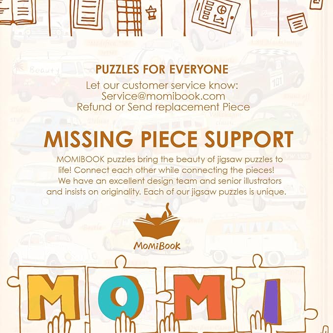 MOMIBOOK Puzzles for Adults 1000 Piece Jigsaw Puzzles of Vintage Cars, Painting Image Difficult Challenging Hard Impossible Puzzle, Funny Toys & Games Christmas Birthday Gifts