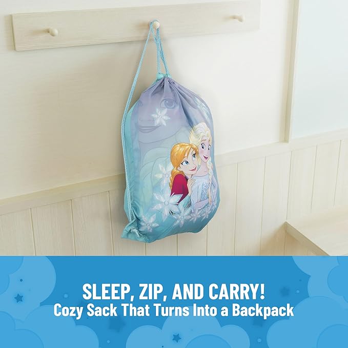 Jay Franco Disney Frozen Sparkle Slumber Sack - Cozy & Warm Kids Lightweight Slumber Bag/Sleeping Bag - Featuring Anna and Elsa (Official Disney Product)