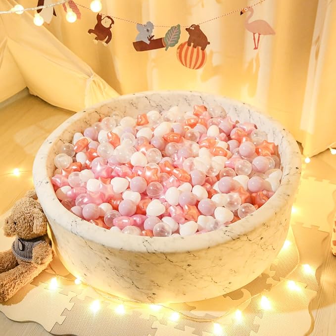 Star Ball Pit Balls for Toddlers- 200 Pcs Crush Proof Plastic Toy Balls for Toddler Ballpit, Ball Pits Play Tent, Baby Pool Water Toys, Christmas Party Decoration, Photo Props