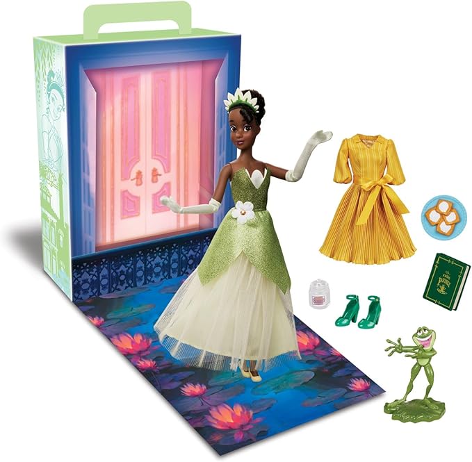 Disney Store Official Tiana Story Doll - 11 Inches - Includes Coloring Book and Additional Dress, Princess Doll in Classic Outfit, Disney Princess Toys for Girls