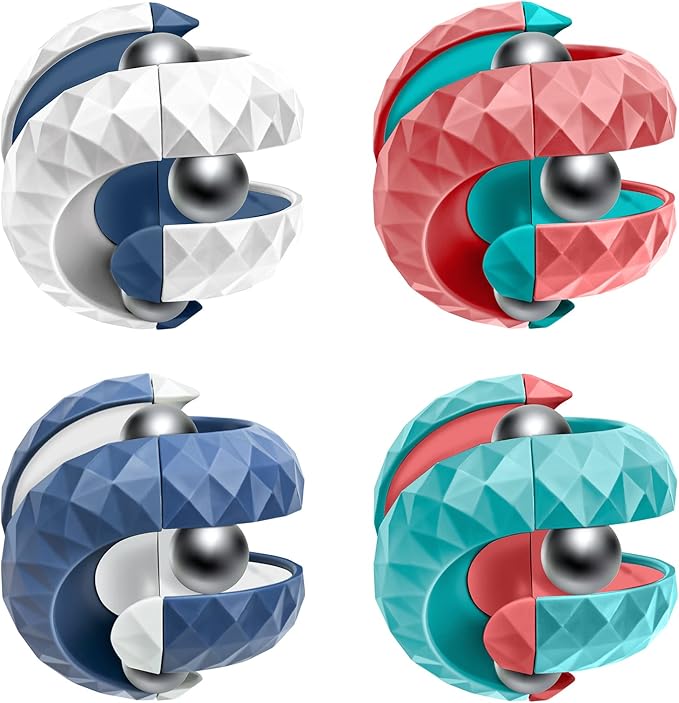 Orbiit Ball Toy, 4 Pack Fidget Toy Puzzle Ball Spinning Toy, Circuit Infinite Invert Change Puzzle Games Novelty Creative Stress Relieve Toys for Kids Children Adults (4, Blue/Green/Red/White)
