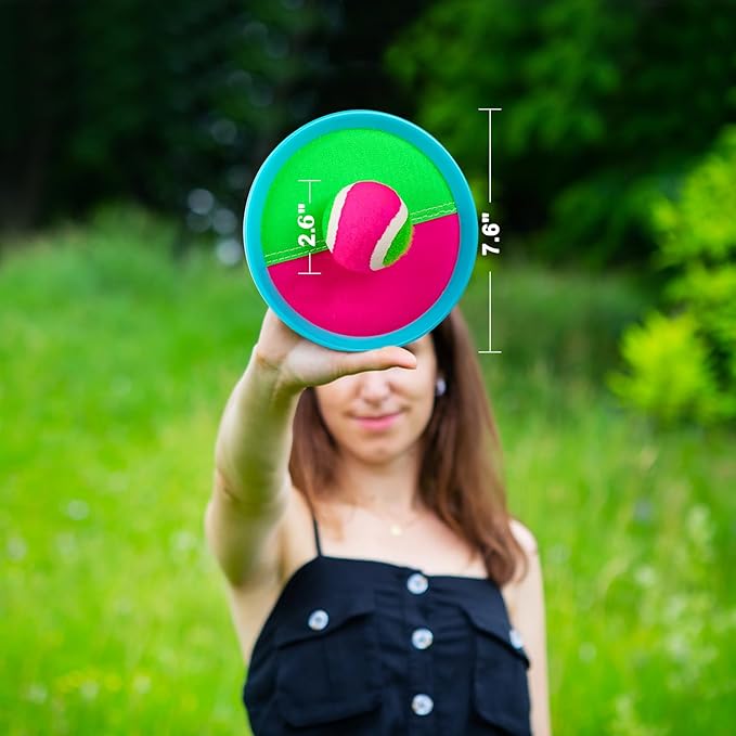 Ayeboovi Toss and Catch Ball Set 8 Paddles 4 Balls Outdoor Beach Pool Toys for 3 4 5 6 7 8 Year Old Boys Girls Birthday Gifts Easter Basket Stuffers Outside Yard Games for Kids and Family Activities