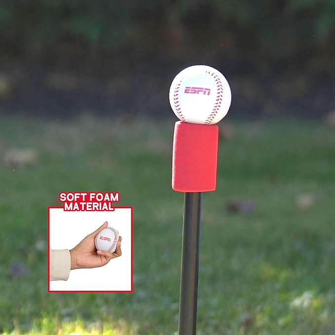 ESPN My First Home Run Batting Tee for Kids Includes Tee Ball Bat, Foam Ball, Home Run Fence, and Batter’s Box