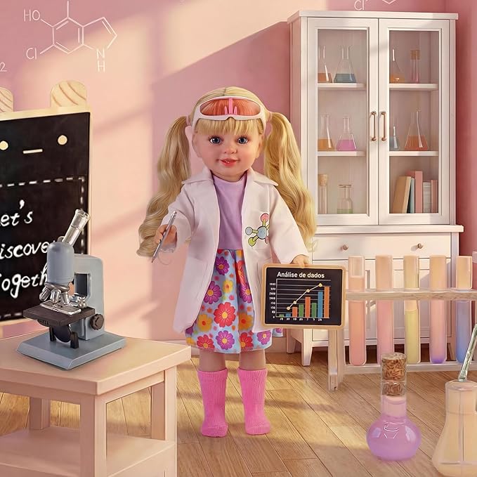 BABESIDE American Realistic Baby Doll Girl, 16 Inch Pretend Play Dolls Set, Long Gold Ponytail Complete with Clothes and Toy Accessories Gift for Kids Age 3+