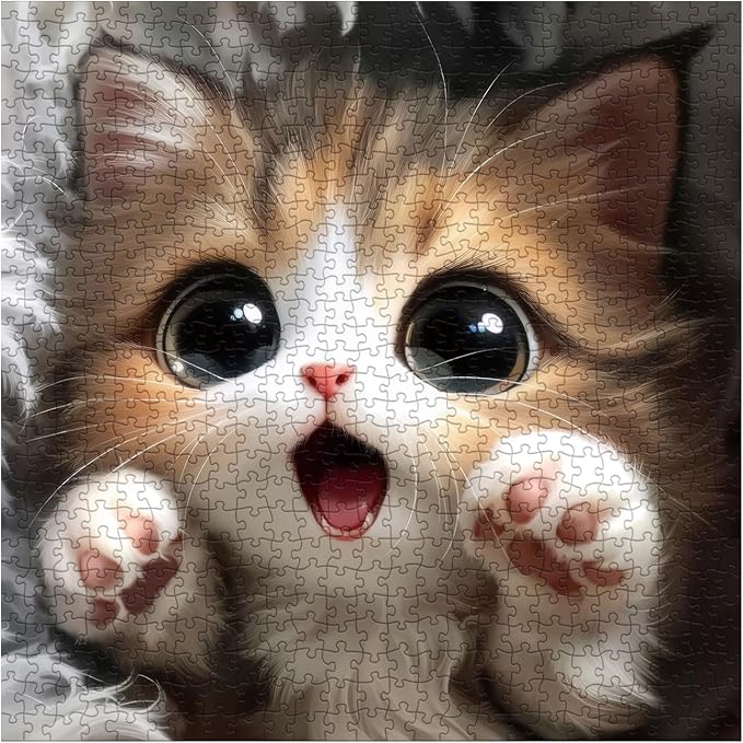 Cute Cat Puzzles for Adults 1000 Pieces, Pretty Kitty Art Jigsaw Puzzles, Beautiful Animal Kitten Puzzles