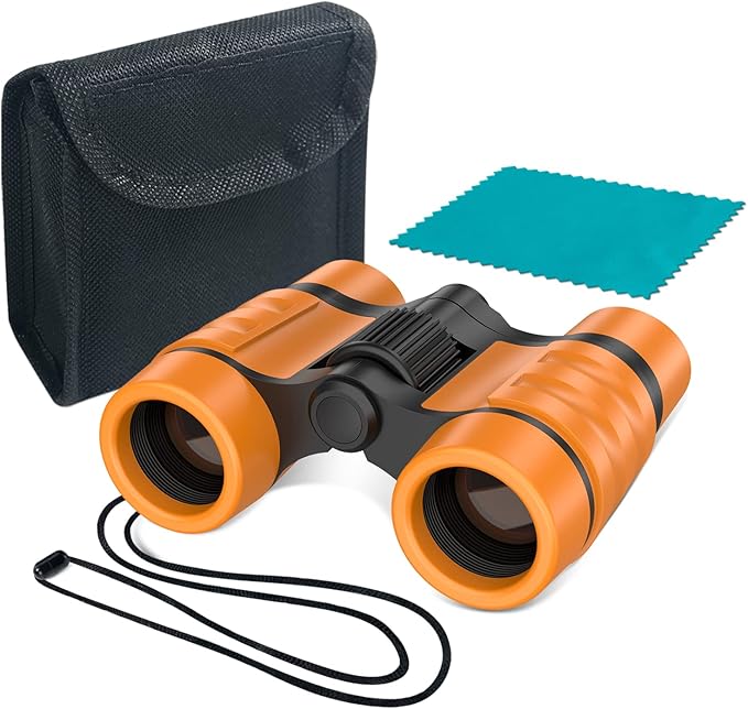 ESSENSON Binoculars for Kids Toys Gifts for Age 3-12 Years Old Boys Girls Kids Telescope Outdoor Toys for Sports and Outside Play Hiking, Bird Watching, Travel, Camping, Birthday Presents (Orange)