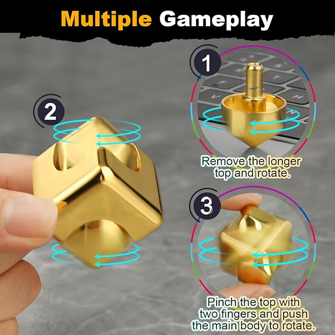 Gold Cube Fidget Spinner for Kids, Fidget Toy, Cool Hand Spinner Gift Toys Autism Sensory Toy Goodie Bags Pinata Filler,Treasure Box Christmas Stocking Stuffers, Deacortaion for Desk Home Office…