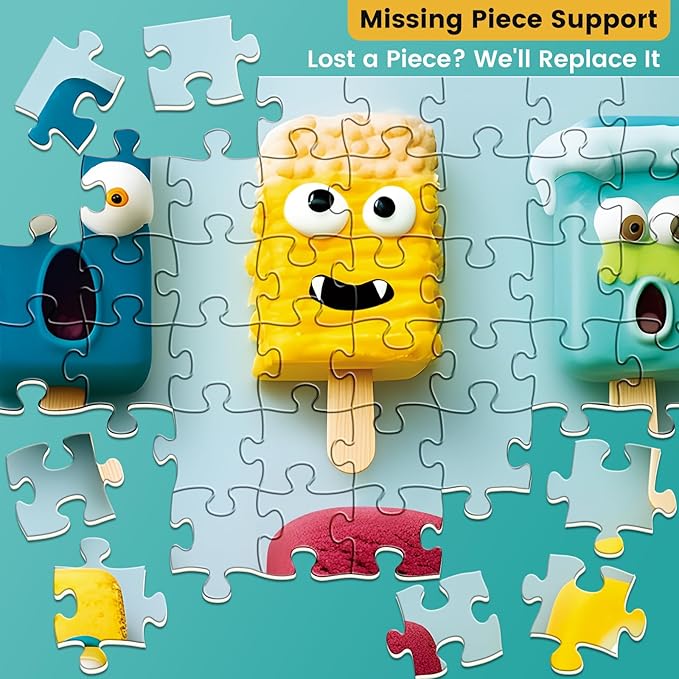 500 Piece Puzzle for Adults,Colorful Popsicles Puzzle for Adults Seniors,Fun Monster Popsicles Jigsaw Puzzle with Letters on Back,Challenging Family Game Gifts for Friends Men Women Seniors, 20.5*15In