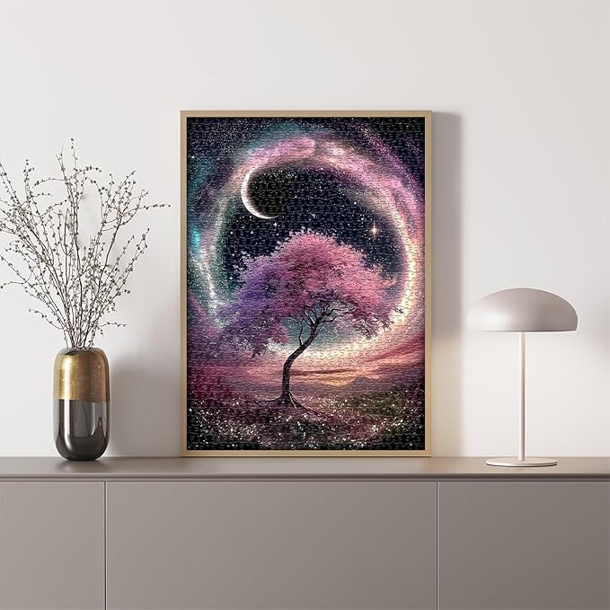 Tree of Life Starry Night Puzzle 1000 Pieces, Fantasy Plant Landscape Scenery Puzzles for Adults, Nature Scenic Challenge Jigsaw Puzzle