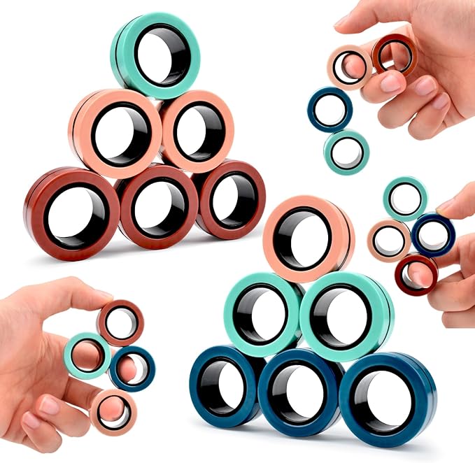 Cevioce Easter Basket Stuffers,12 PCS Magnetic Rings Fidget Toys Set for Adults Boys Teens,ADHD Anxiety Fidget Spinner Magnetic Ring Stress Relief Toy Kids Birthdays Gifts for 8 9 10 11 12+ Year Old