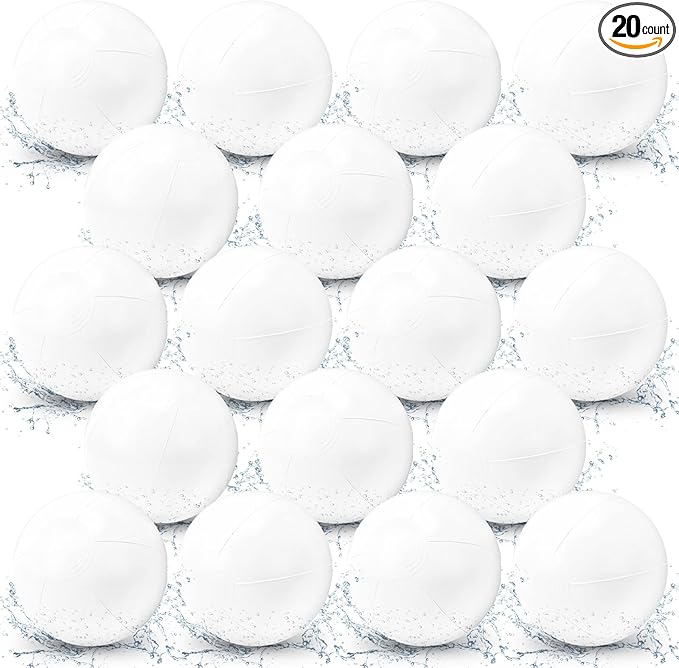 Junkin 20 Pieces 15 Inch Solid White Beach Balls Bulk Inflatable Beach Ball Swimming Pool Party Balls Game Toy for Summer, Pool and Party Favor